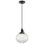 KICHLER 43852BK Avery 11.25 Inch 1 Light Mini Pendant With Clear Seeded Glass In Black