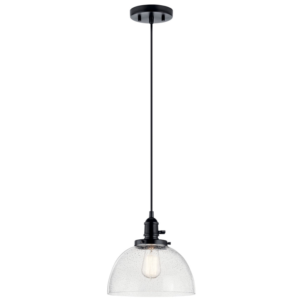 KICHLER 43853BK Avery 9.5 Inch 1 Light Goblet Mini Pendant With Clear Seeded Glass In Black