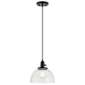 KICHLER 43853BK Avery 9.5 Inch 1 Light Goblet Mini Pendant With Clear Seeded Glass In Black