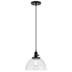 KICHLER 43853BK Avery 9.5 Inch 1 Light Goblet Mini Pendant With Clear Seeded Glass In Black