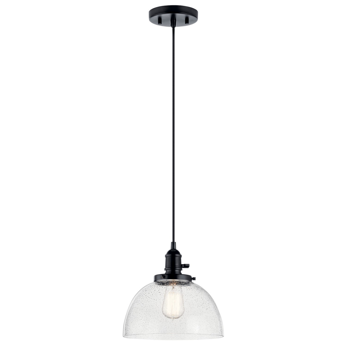 KICHLER 43853BK Avery 9.5 Inch 1 Light Goblet Mini Pendant With Clear Seeded Glass In Black