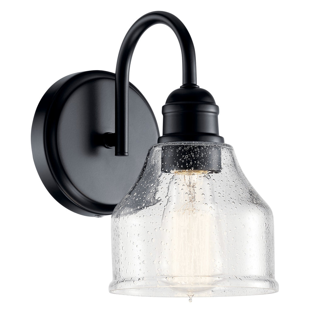 KICHLER 45971BK Avery 9.5 Inch 1 Light Wall Sconce With Clear Seeded Glass In Black