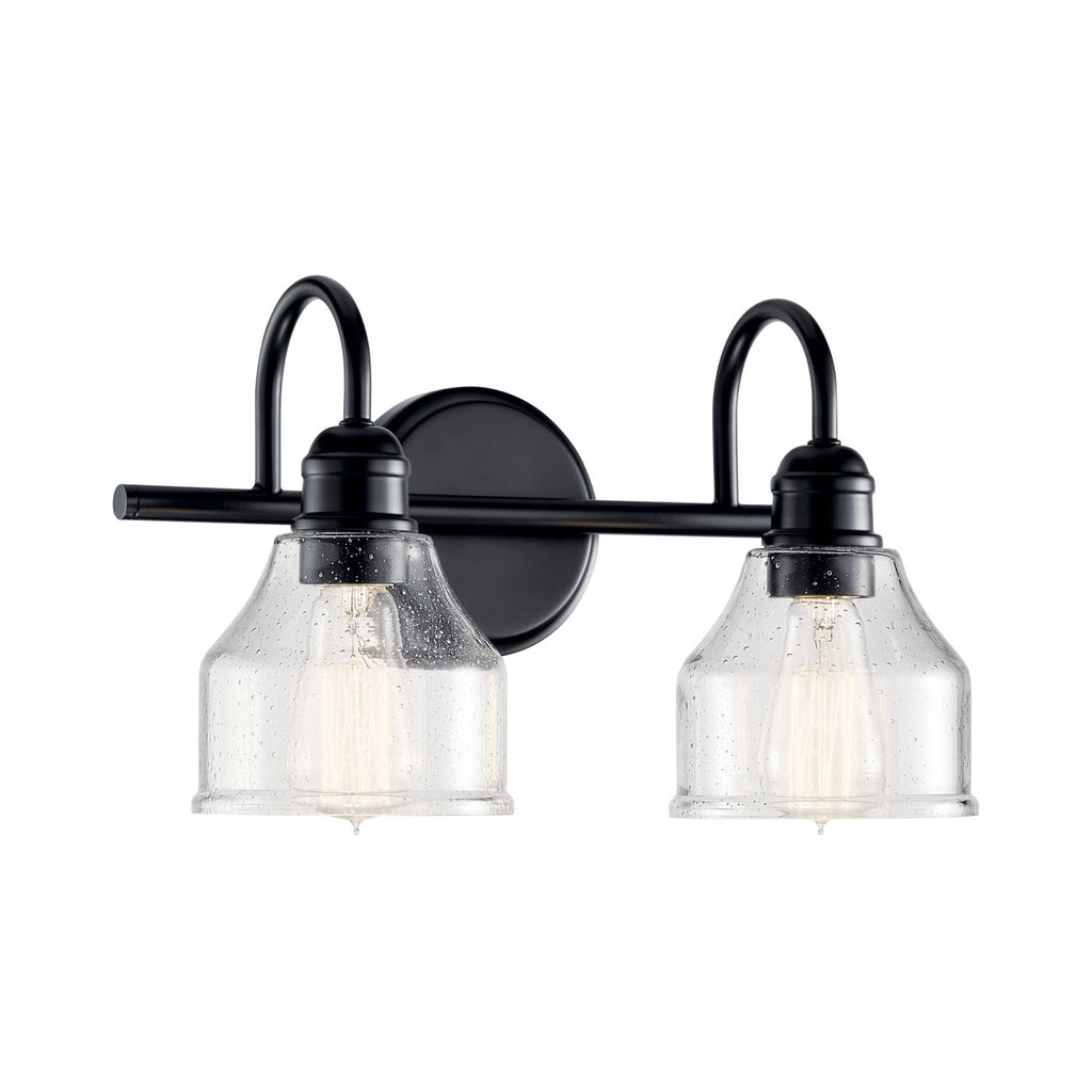 KICHLER 45972BK Avery 15 Inch 2 Light Vanity Light With Clear Seeded Glass In Black