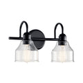 KICHLER 45972BK Avery 15 Inch 2 Light Vanity Light With Clear Seeded Glass In Black