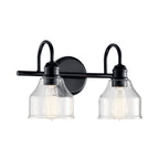 KICHLER 45972BK Avery 15 Inch 2 Light Vanity Light With Clear Seeded Glass In Black