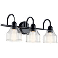 KICHLER 45973BK Avery 24 Inch 3 Light Vanity Light With Clear Seeded Glass In Black