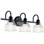 KICHLER 45973BK Avery 24 Inch 3 Light Vanity Light With Clear Seeded Glass In Black