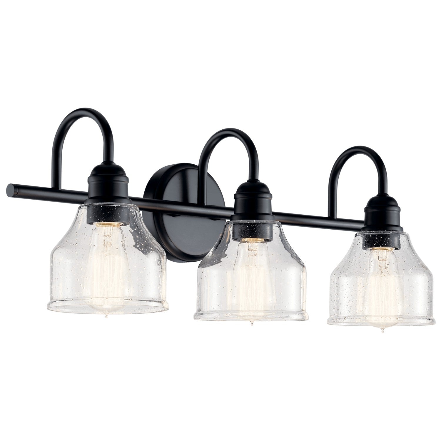 KICHLER 45973BK Avery 24 Inch 3 Light Vanity Light With Clear Seeded Glass In Black