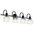 KICHLER 45974BK Avery 33.5 Inch 4 Light Vanity Light With Clear Seeded Glass In Black