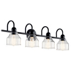 KICHLER 45974BK Avery 33.5 Inch 4 Light Vanity Light With Clear Seeded Glass In Black