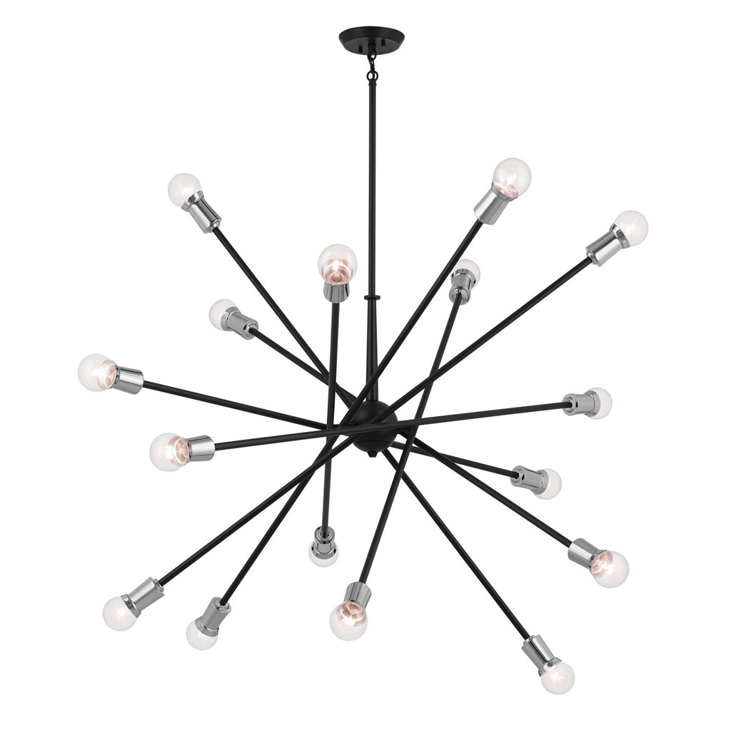 KICHLER 52537BK Armstrong 63" 16 Light Chandelier In Black