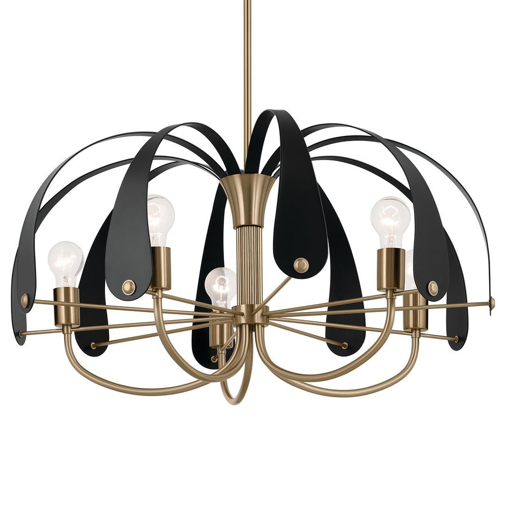 KICHLER 52572CPZ Petal 31 Inch 5 Light Chandelier In Champagne Bronze With Black Or White
