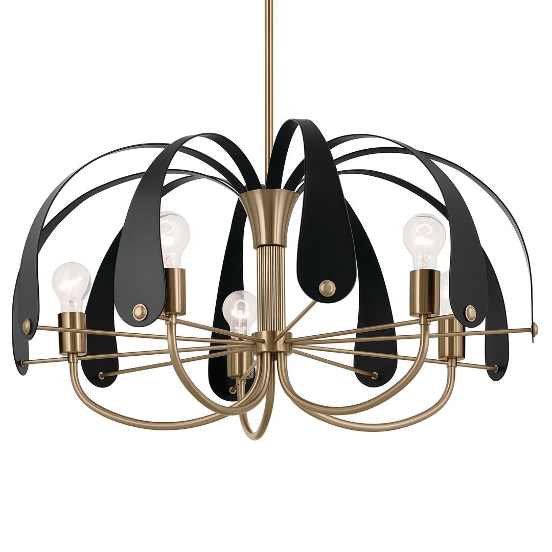KICHLER 52572CPZ Petal 31 Inch 5 Light Chandelier In Champagne Bronze With Black Or White