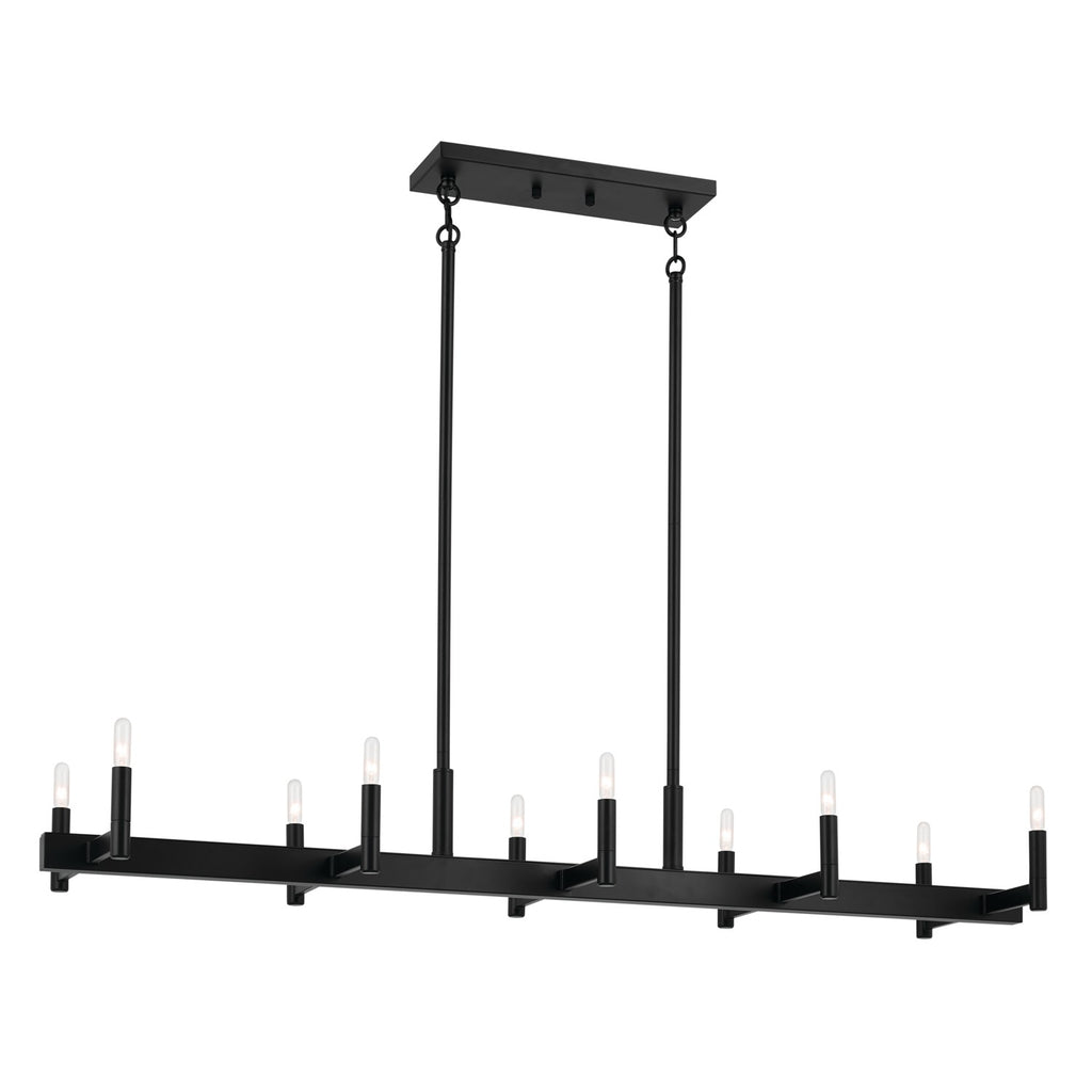 KICHLER 52614BK Erzo 50" 10 Light Linear Chandelier In Black
