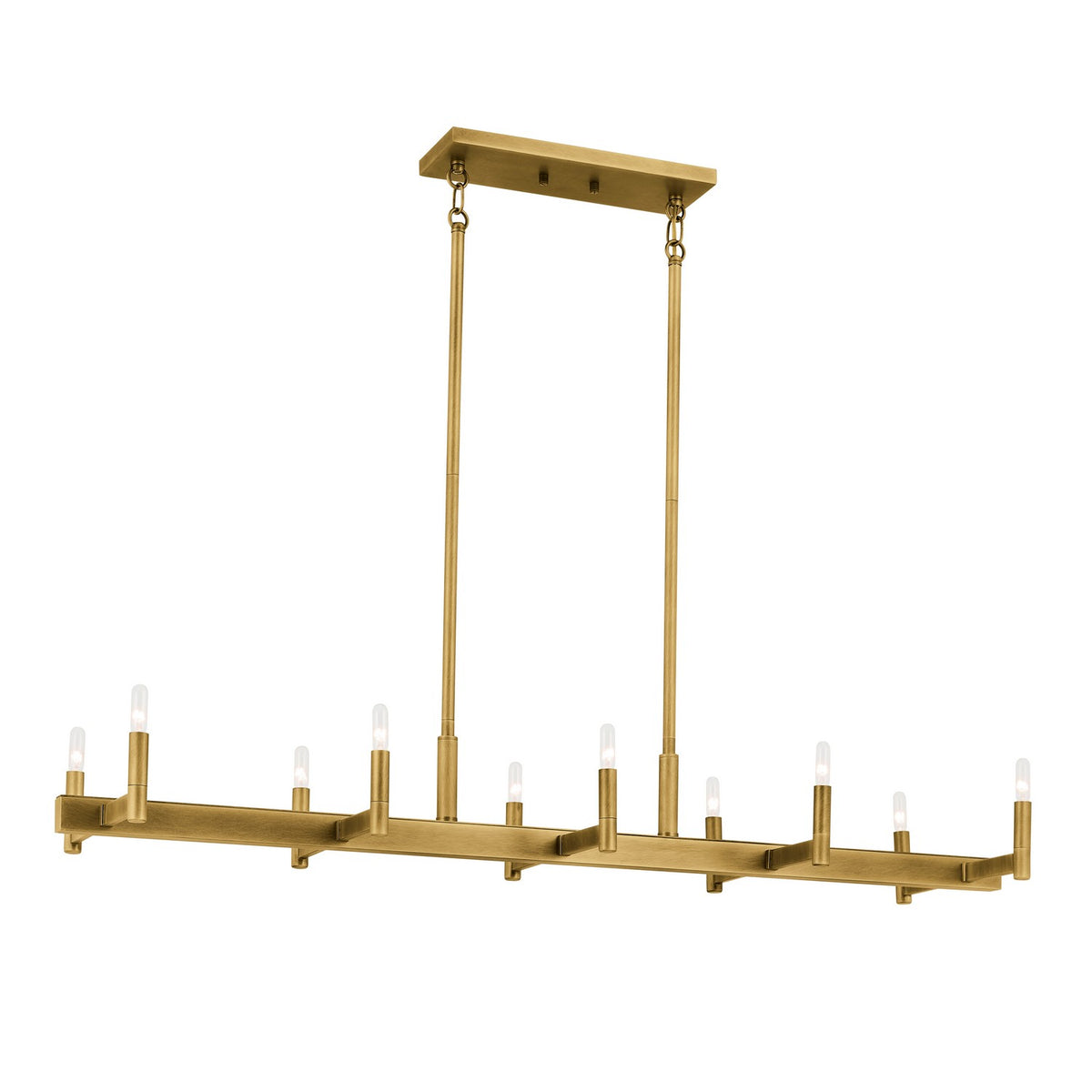 KICHLER 52614NBR Erzo 50" 10 Light Linear Chandelier In Natural Brass