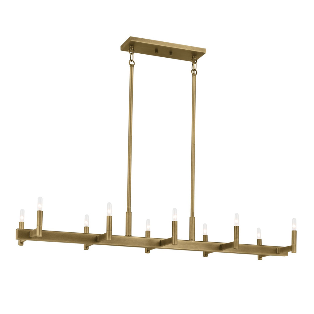 KICHLER 52614NBR Erzo 50" 10 Light Linear Chandelier In Natural Brass