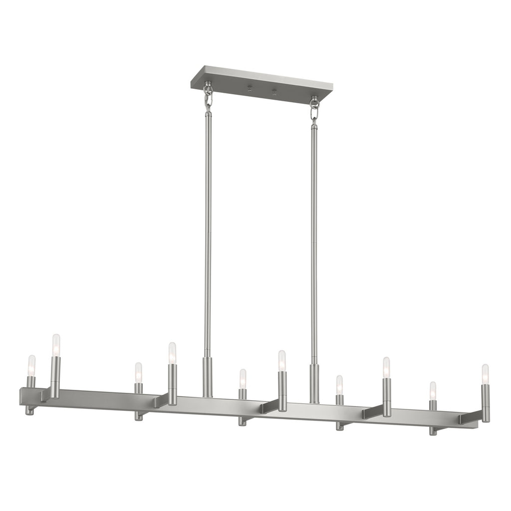 KICHLER 52614SN Erzo 50" 10 Light Linear Chandelier In Satin Nickel