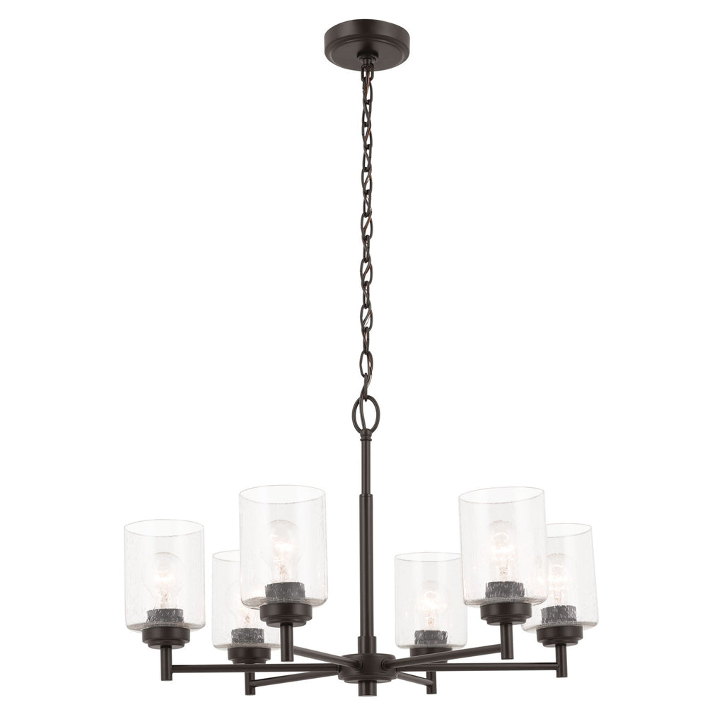 KICHLER 52616OZ Winslow 26-Inch 6 Light Chandelier With Clear Seeded Glass In Olde Bronze
