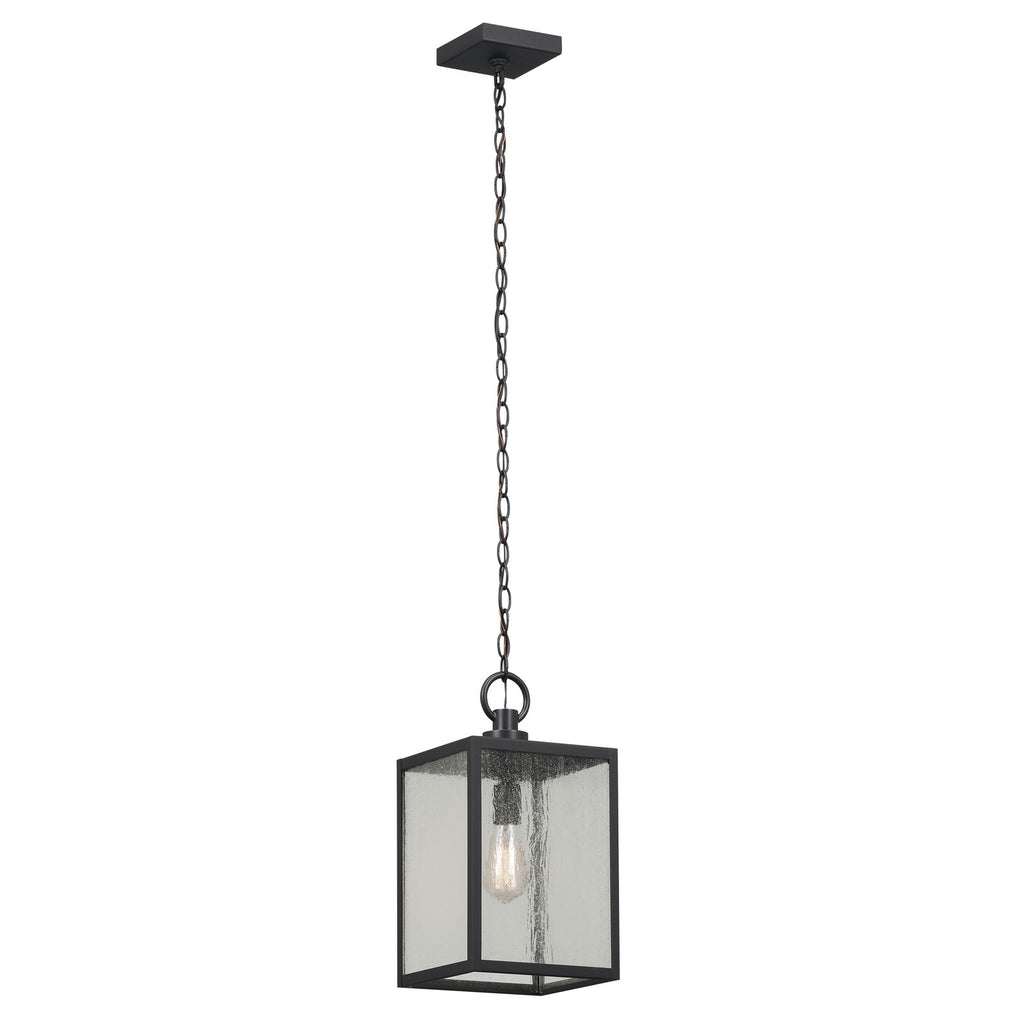 KICHLER 59008BKT Lahden 17.25" 1 Light Outdoor Pendant/Semi Flush With Clear Seeded Glass In Textured Black
