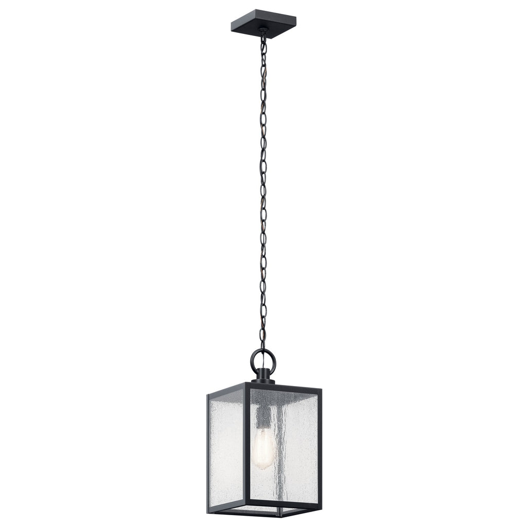 KICHLER 59008BKT Lahden 17.25" 1 Light Outdoor Pendant/Semi Flush With Clear Seeded Glass In Textured Black