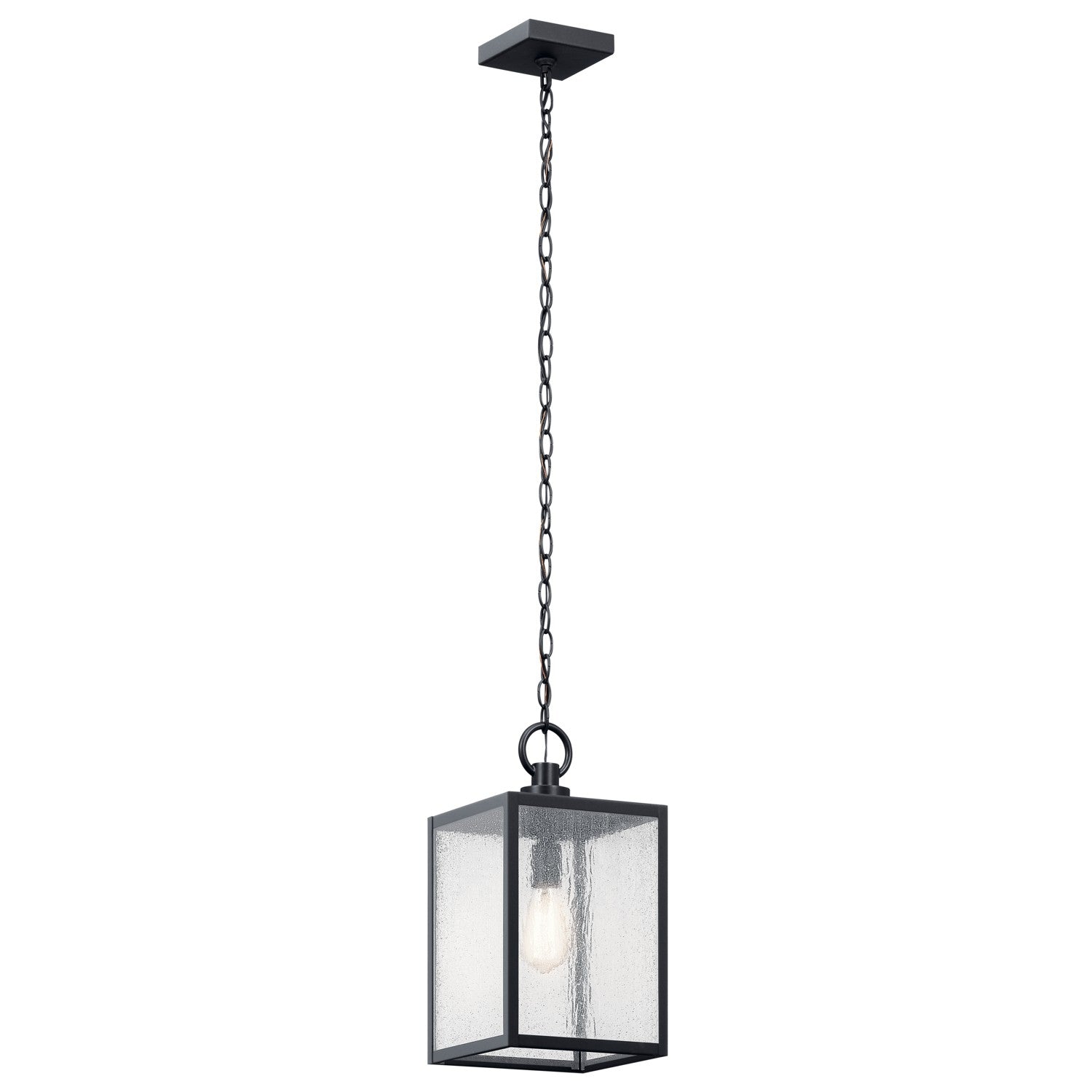 KICHLER 59008BKT Lahden 17.25" 1 Light Outdoor Pendant/Semi Flush With Clear Seeded Glass In Textured Black
