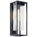 KICHLER 59063BSL The Mercer 24" 1 Light Outdoor Wall Light With Clear Seeded Glass In Black With Silver Highlights