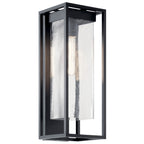 KICHLER 59063BSL The Mercer 24" 1 Light Outdoor Wall Light With Clear Seeded Glass In Black With Silver Highlights