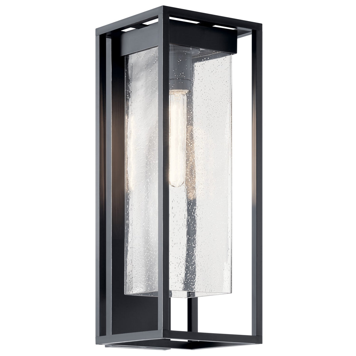 KICHLER 59063BSL The Mercer 24" 1 Light Outdoor Wall Light With Clear Seeded Glass In Black With Silver Highlights