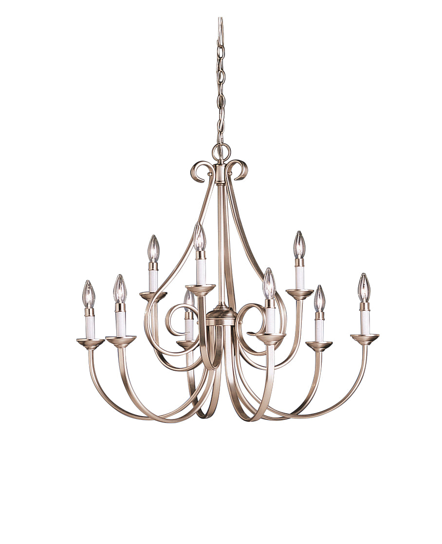 KICHLER 2031NI Dover 29" 9 Light 2 Tier Chandelier In Brushed Nickel