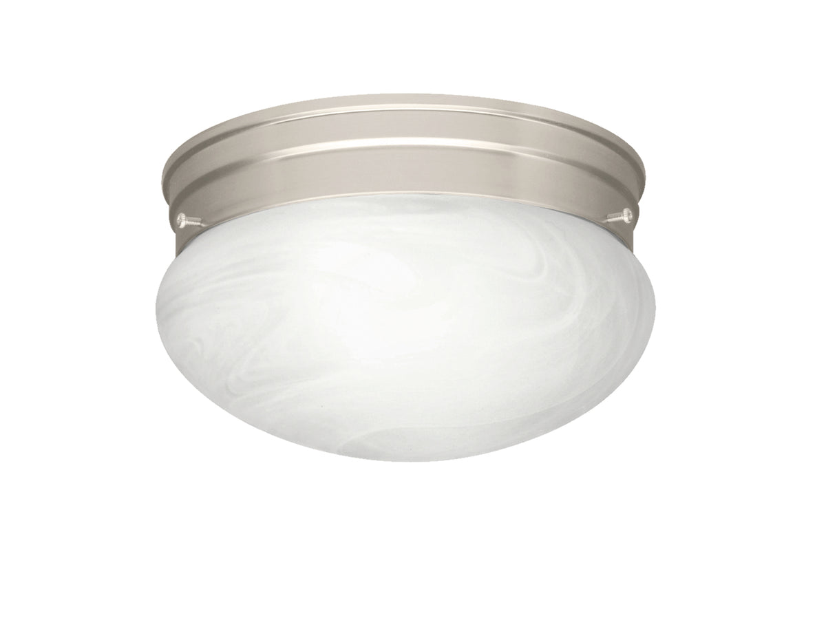 KICHLER 8206NI Ceiling Space 7.5" 1 Light Flush Mount With Alabaster Swirl Glass In Brushed Nickel