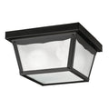 KICHLER 345BK 9.25" 2 Light Outdoor Flush Mount With Clear Textured Glass In Black