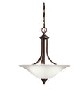 KICHLER 3502TZ Dover 19" 3 Light Convertible Pendant Or Semi Flush With Alabaster Swirl Glass In Tannery Bronze