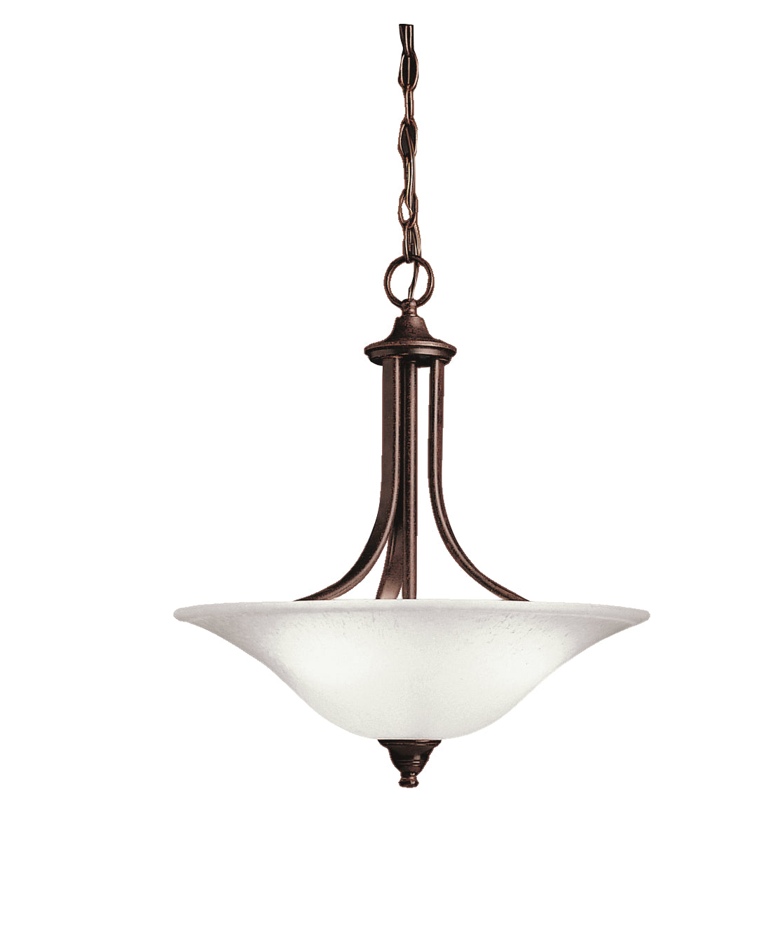 KICHLER 3502TZ Dover 19" 3 Light Convertible Pendant Or Semi Flush With Alabaster Swirl Glass In Tannery Bronze