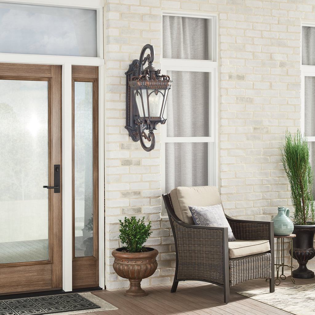 KICHLER 9359LD Tournai 37.75" 4 Light Outdoor Wall Light With Clear Seeded Glass In Londonderry