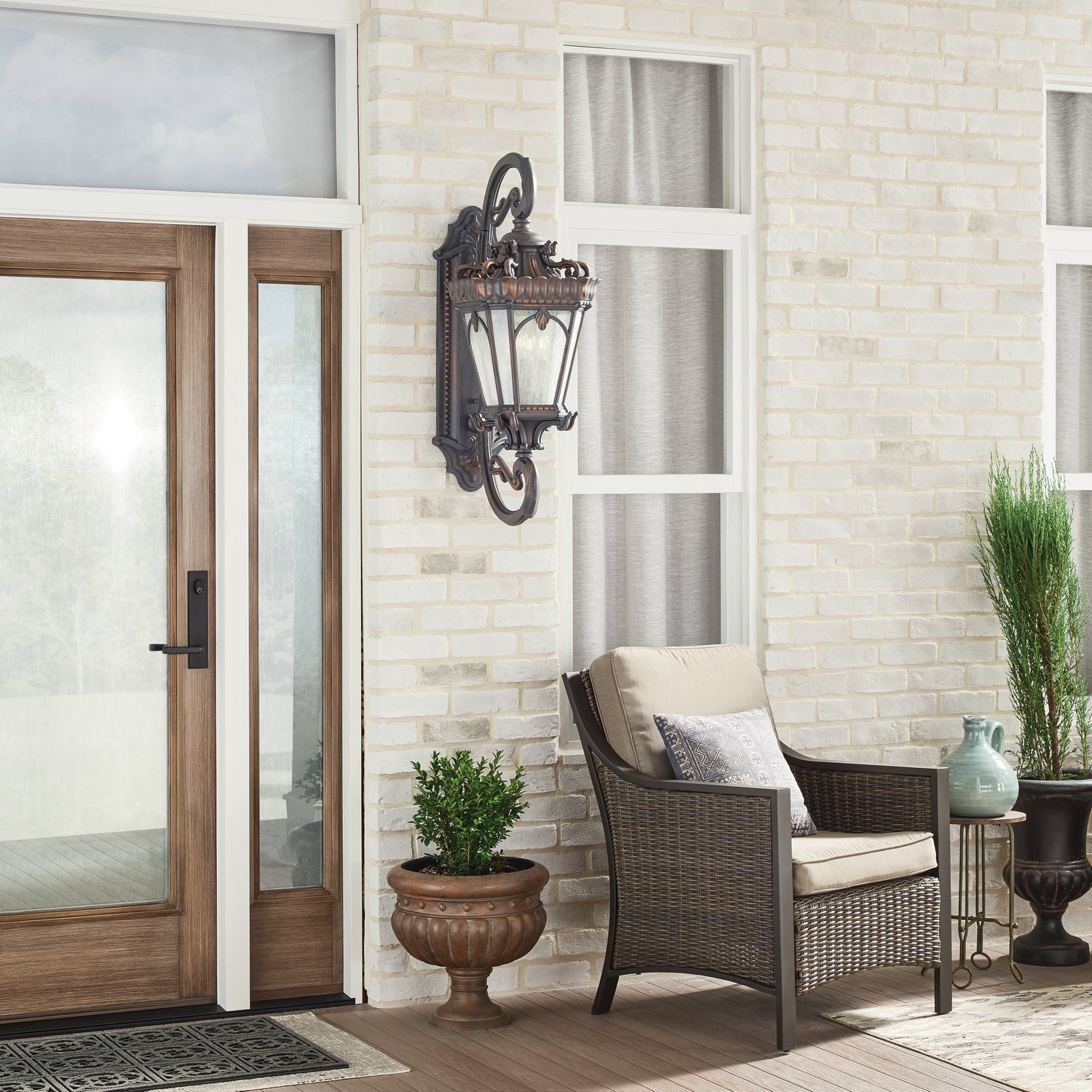 KICHLER 9359LD Tournai 37.75" 4 Light Outdoor Wall Light With Clear Seeded Glass In Londonderry