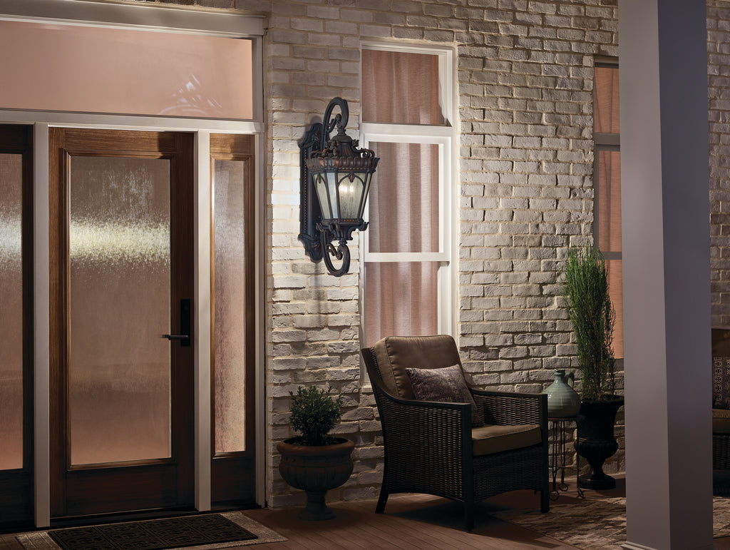 KICHLER 9359LD Tournai 37.75" 4 Light Outdoor Wall Light With Clear Seeded Glass In Londonderry