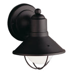 KICHLER 9021BK Seaside 7.5" 1 Light Outdoor Wall Light With Glass Globe Black
