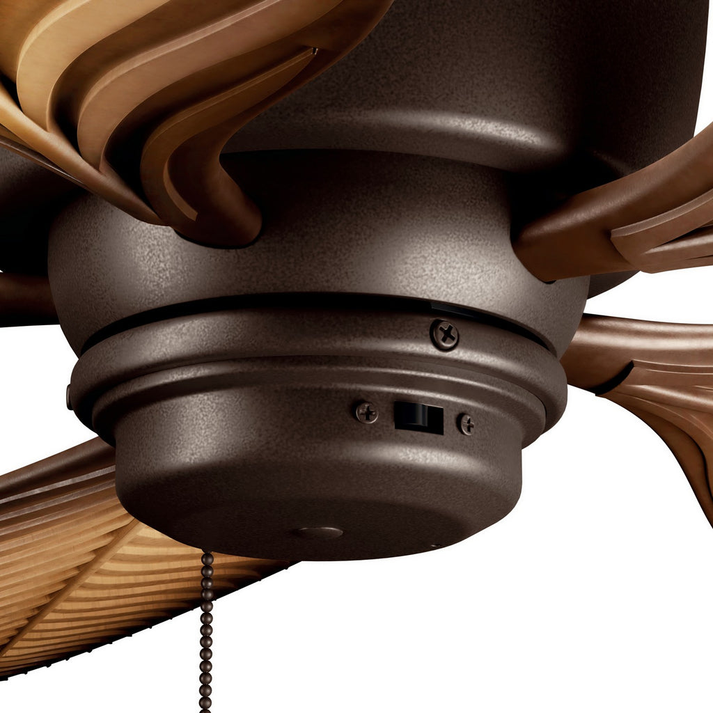 KICHLER 310095SNB 56 Inch Nani 5 Blade Weather+ Outdoor Ceiling Fan In Satin Natural Bronze And Ivory With Walnut Blades