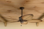 KICHLER 310095SNB 56 Inch Nani 5 Blade Weather+ Outdoor Ceiling Fan In Satin Natural Bronze And Ivory With Walnut Blades