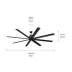 KICHLER 310285SBK 84 Inch Breda 8 Blade Ceiling Fan In Satin Black With Satin Black Blades