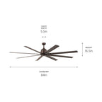 KICHLER 310285SNB 84 Inch Breda 8 Blade Ceiling Fan In Satin Natural Bronze With Satin Natural Bronze Blades