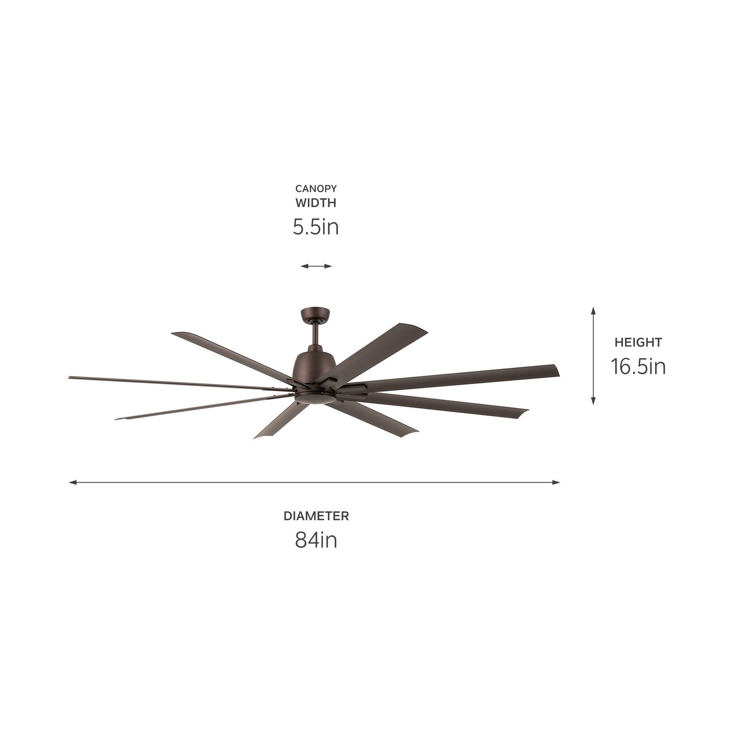 KICHLER 310285SNB 84 Inch Breda 8 Blade Ceiling Fan In Satin Natural Bronze With Satin Natural Bronze Blades