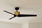 KICHLER 330130NBR 56 Inch Almere 3 Blade Indoor Ceiling Fan In Natural Brass With Satin Blackâ Bladesâ 
