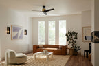 KICHLER 330130NBR 56 Inch Almere 3 Blade Indoor Ceiling Fan In Natural Brass With Satin Blackâ Bladesâ 