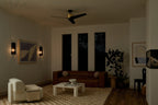 KICHLER 330130NBR 56 Inch Almere 3 Blade Indoor Ceiling Fan In Natural Brass With Satin Blackâ Bladesâ 