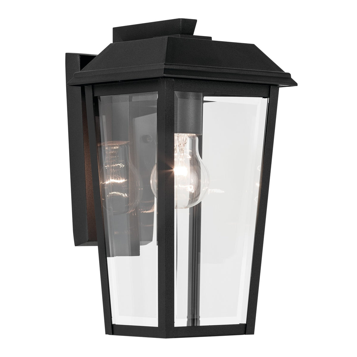 KICHLER 59118BKT Mathus 13 Inch 1 Light Outdoor Wall Light With Clear Glass In Textured Black