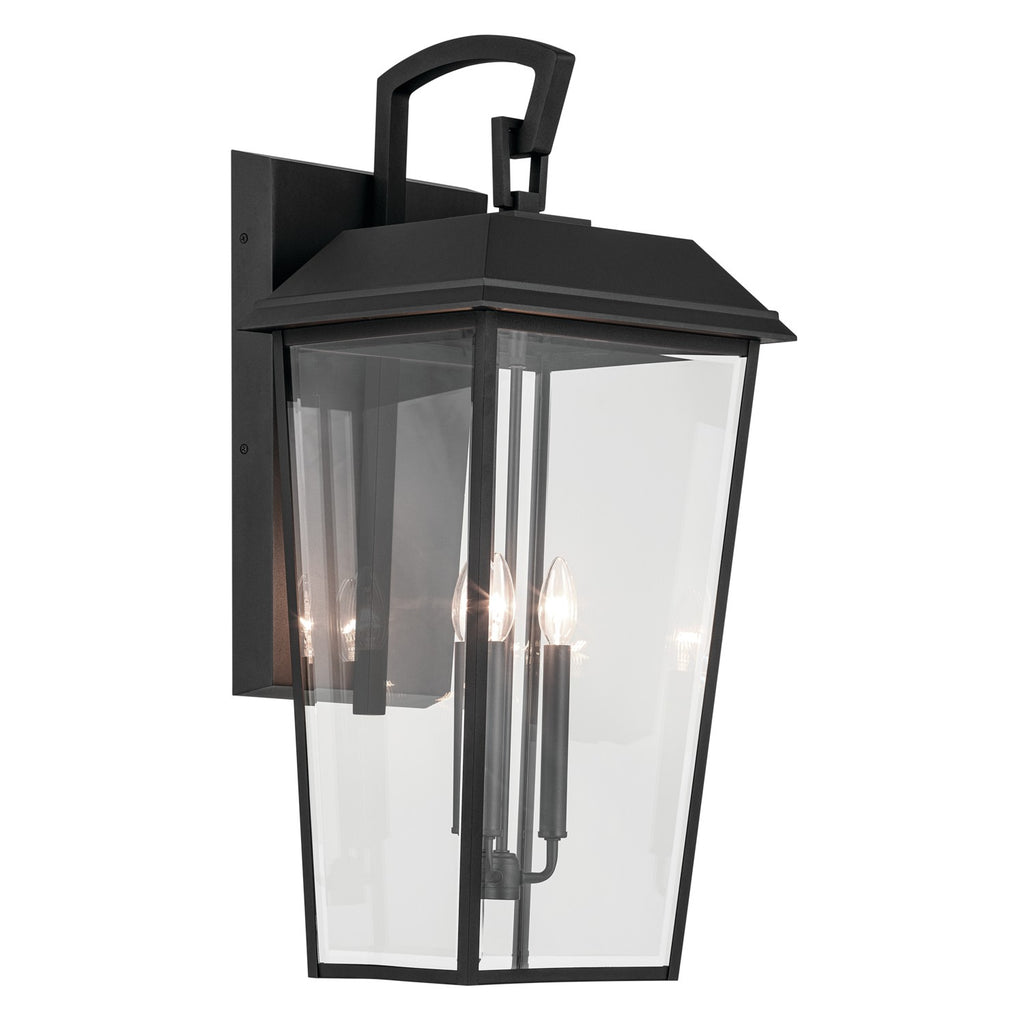 KICHLER 59121BKT Mathus 30.25 Inch 3 Light Outdoor Wall Light With Clear Glass In Textured Black