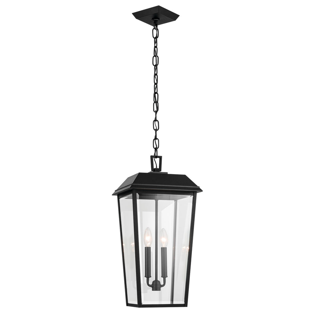 KICHLER 59122BKT Mathus 22 Inch 2 Light Outdoor Pendant With Clear Glass In Textured Black