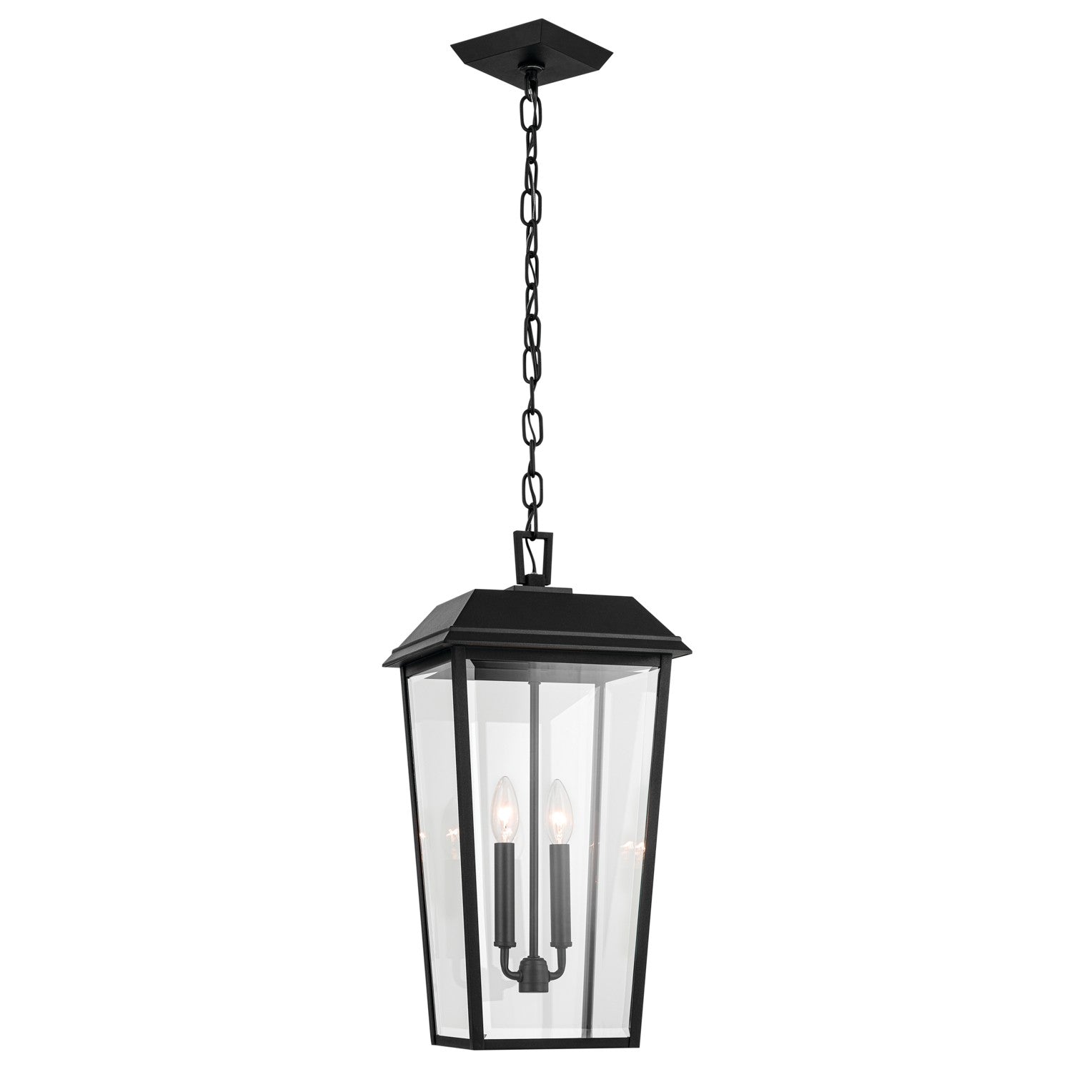KICHLER 59122BKT Mathus 22 Inch 2 Light Outdoor Pendant With Clear Glass In Textured Black