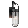 KICHLER 59124BKT Brix 19.25 Inch 1 Light Outdoor Wall Light With Ribbed Clear Glass In Textured Black